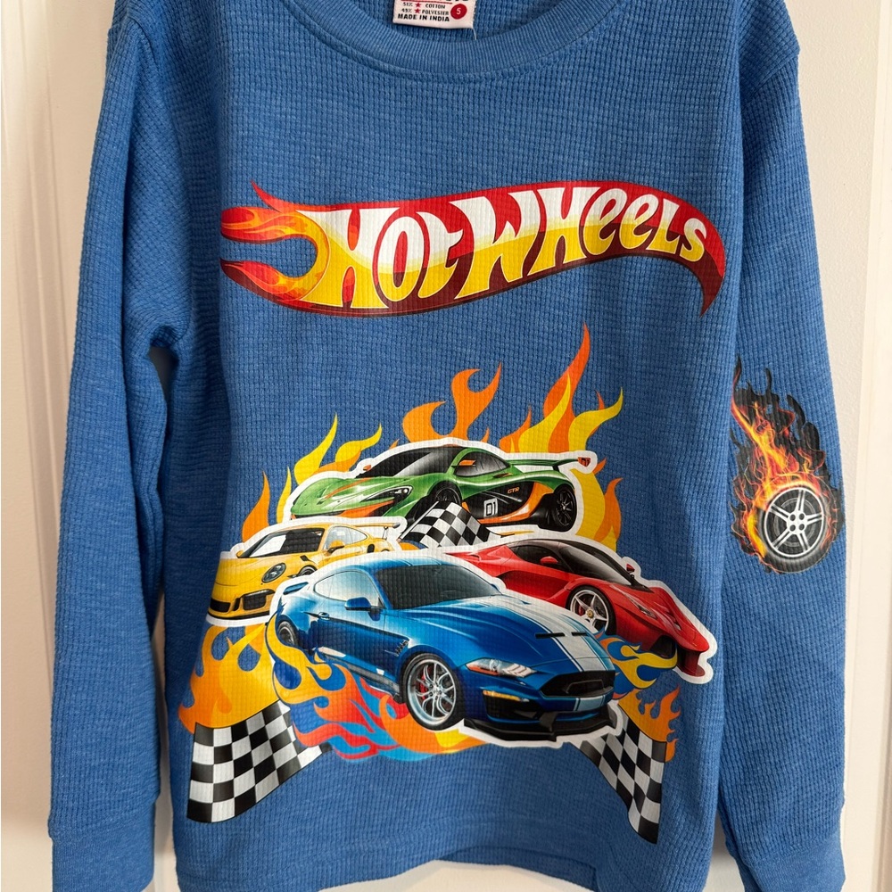 Blue Kids Sweatshirt with Car Design